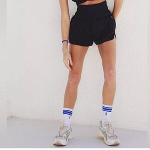 FREE PEOPLE MOVEMENT THE WAY HOME BLACK HIGH WAIST RUNNING SHORTS